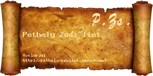 Pethely Zsüliet névjegykártya